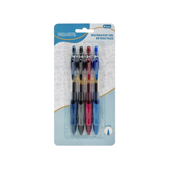 Boligrafos gel set 4 colores 0,5mm retractil