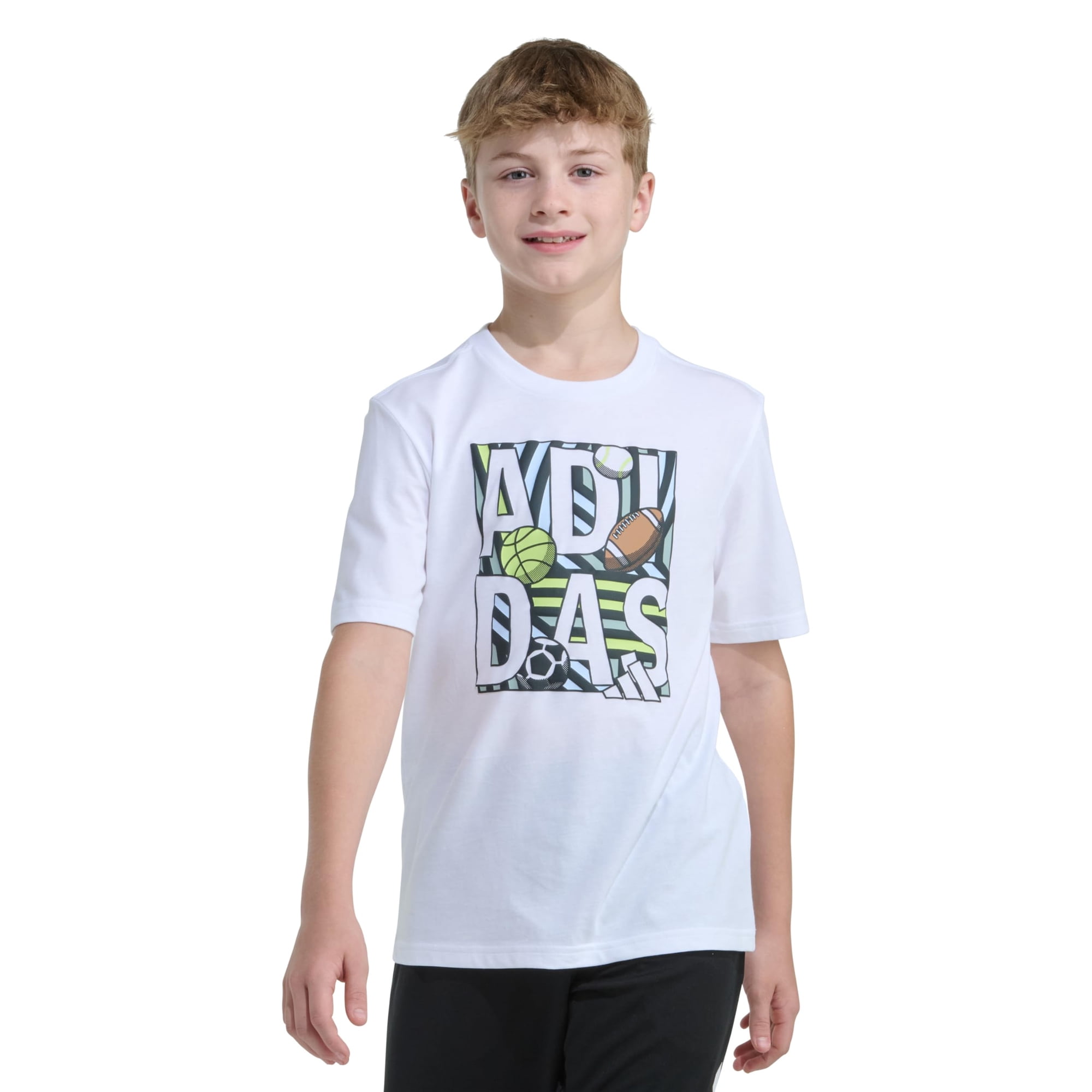 Camiseta Adidas Para Niño De Manga Corta Con Gráfico World Cup, Blanca, Talla 7