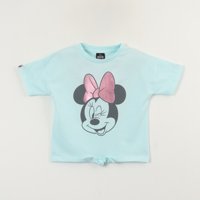 Polera Manga Corta Niña Celeste Minnie Guiño Disney