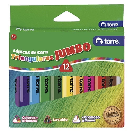 Lápices De Cera Triangulares Jumbo 12 Colores None Torre