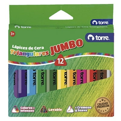 Lápices De Cera Triangulares Jumbo 12 Colores None Torre