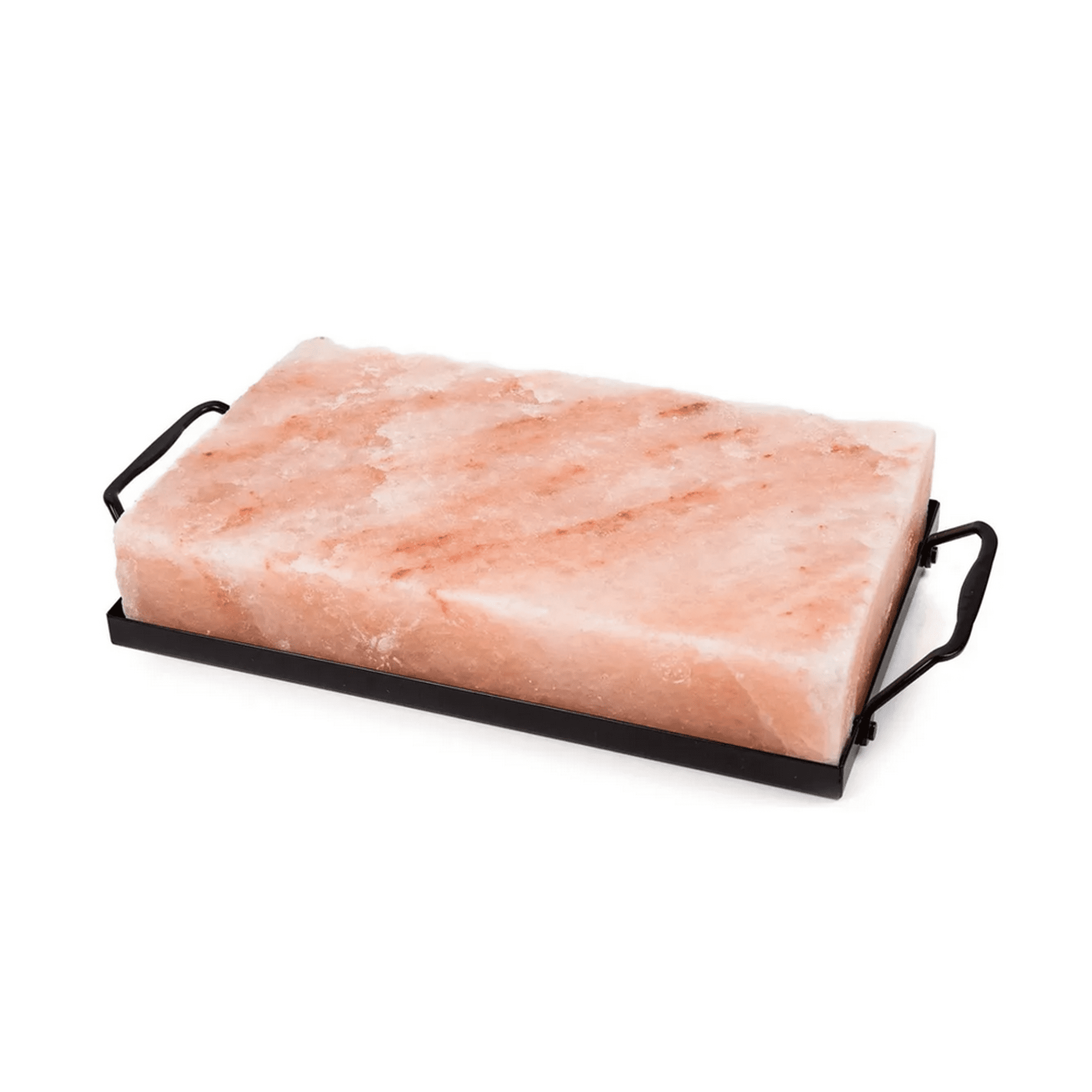 Genérico - Tabla Sal Himalaya Soporte Metal Rosa