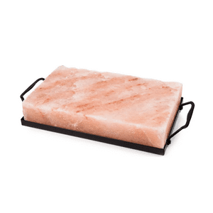 Genérico - Tabla Sal Himalaya Soporte Metal Rosa