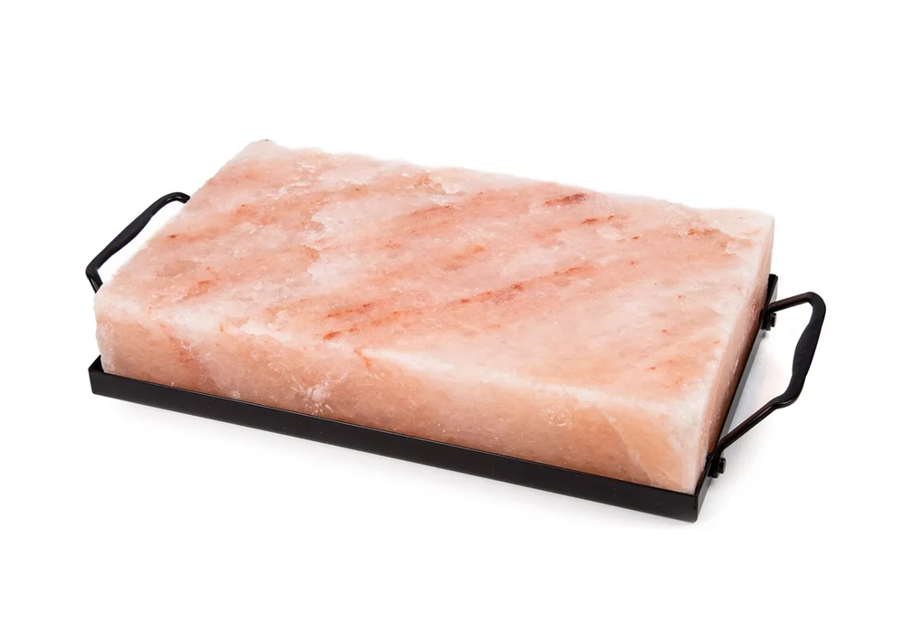 Genérico - Tabla Sal Himalaya Soporte Metal Rosa