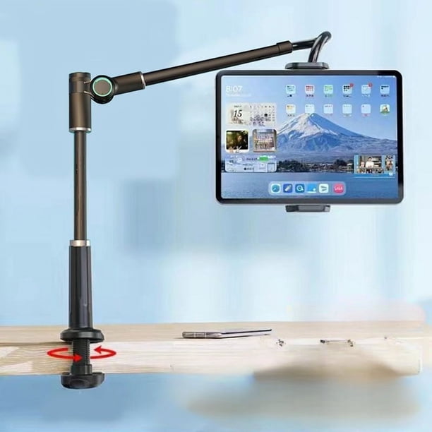 1pc Tablet & Phone Stand Holder, Gooseneck Cell Phone Bed Holder With 360°Adjustable Clip, Flexible Tablet Mount Clamp For Desk, Compatible With IPhone/iPad/Tablet,Black