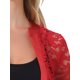 thumbnail image 5 of INSPIRE CHIC Bolero de Mujer Chaqueta Corta Panel de Satén Mangas Cortas Encaje Abierto Frontal Cárdigan Rojo L, 5 of 6
