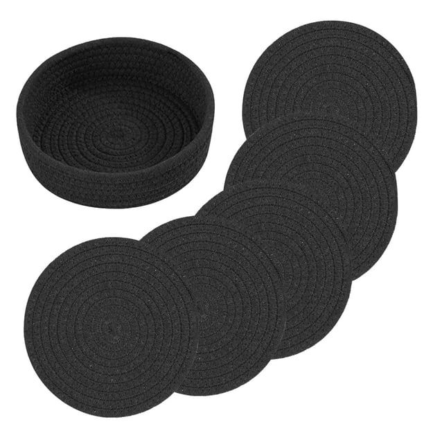 Tapetes de 18 cm para ollas y sartenes, 5 salvamanteles tejidos con cesta para platos calientes, agarraderas para cocina, accesorios de mesa resistentes al calor.