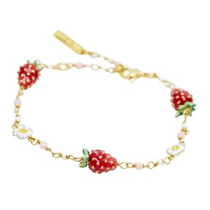 Ioensy - Pulsera De Fresa Elegante Pulsera De Cadena De Latón Para Amiga Esposa Aniversario Rojo