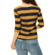 thumbnail image 3 of INSPIRE CHIC Camisetas a Rayas de Regreso a Clases para Mujer Ajuste Ceñido Mangas al Codo Cuello de Barco Talla M Mostaza Azul Marino, 3 of 7