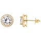 thumbnail image 1 of 18K White Golden Plated Halo Stud Earrings with Square Cubic Zirconia and Simulated Diamonds, 1 of 5