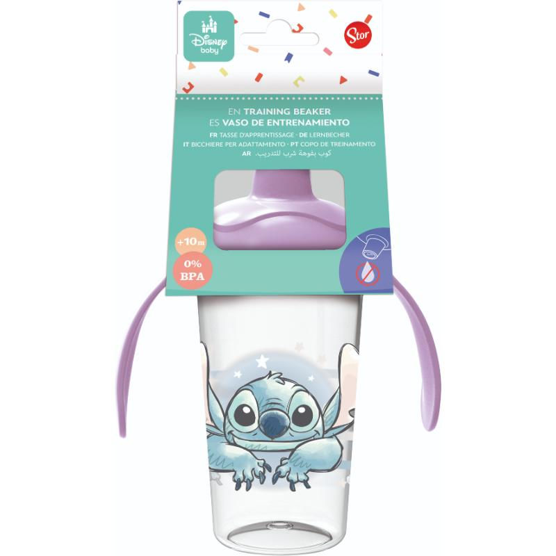 Vaso De Entrenamiento Con Asas Y Boquilla Rigida 295ml Stitch Transparente