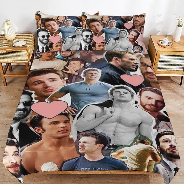 Chris Evans Bedding Sets Ultra Soft Skin-Friendly Duvet Cover 3 Piece, Cute Comforter Cover Bed Set for Boys Girls Kids