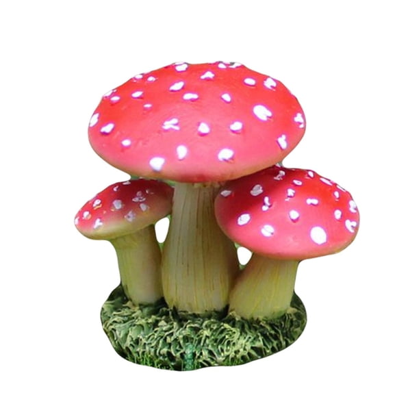 Adorno de hongo de jardín , estatuilla de resina, regalo a prueba de agua, micropaisaje en miniatura, plantas de jardín de hadas, decoraciones Rojo