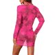 thumbnail image 3 of INSPIRE CHIC Conjunto de Bikini de 3 Piezas para Mujer con Cobertura de Malla de Manga Larga, Traje de Baño de Triángulo con Lazo Lateral y Túnica de Playa Fruncida Rojo Rosa Púrpura Mediano, 3 of 6