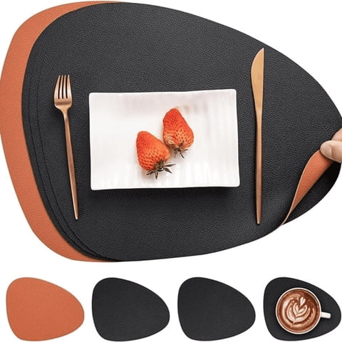 Aura Zeus - Set 4 Individuales + 4 Posavasos Impermeables Antimanchas 2 En 1