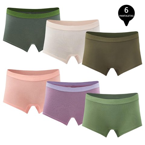 Giovacchino - Pack De 6 Calzones Boxer Pantaleta Bambú Mujer