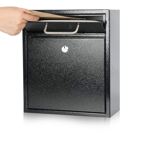 Buzón KYODOLED de Acero con Cerradura para Montaje en Pared 30x27x12 cm Negro