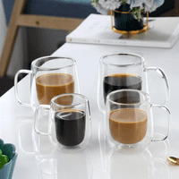 Santú Home & Deco - Set 4 Tazas Doble Pared Vidrio 350 Ml