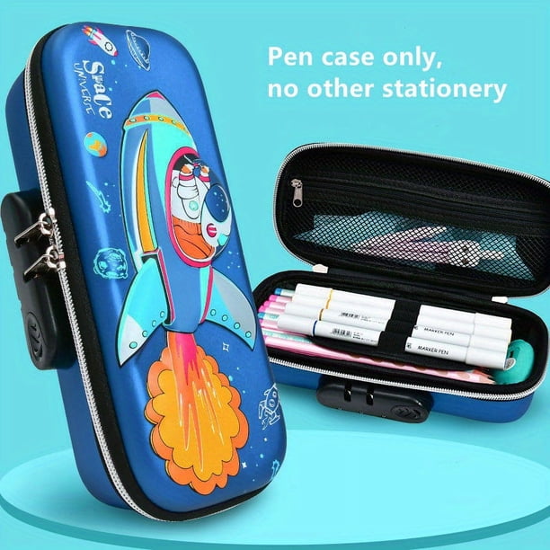 Cute 3D Cartoon Animal Pencil Case with Combination Lock - Perfect Gift for Students - Large Capacity EVA Plastic Pen Holder with Pen Insert