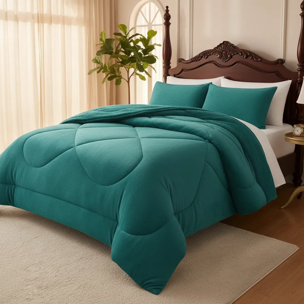 Casadeliacl - Plumon Pluch Para Colchón 2 Plazas Suave Y Cómoda Turquesa Lisa