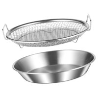 Magideal - Bandeja De Filtros De Aceite Para Freír, Rejilla Para Escurrir Aceite, Recipiente De Acero Para Aperitivos, Cesta De Filtro De Alambre Con Asas, Colad 26Cm