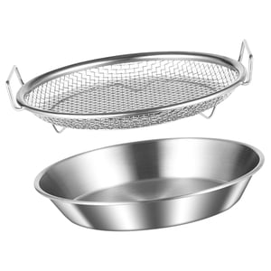 Magideal - Bandeja De Filtros De Aceite Para Freír, Rejilla Para Escurrir Aceite, Recipiente De Acero Para Aperitivos, Cesta De Filtro De Alambre Con Asas, Colad 26Cm