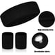 thumbnail image 3 of Juego de 3 muñequeras deportivas para hombre y mujer, de tela de rizo que absorben la humedad, suaves para hacer ejercicio, tenis y baloncesto (negro), 3 of 7