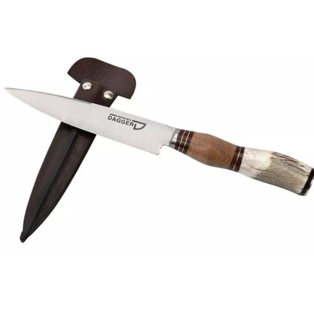 Entreparrilleros.cl - Cuchillo Artesanal Combinado Madera Ciervo 20