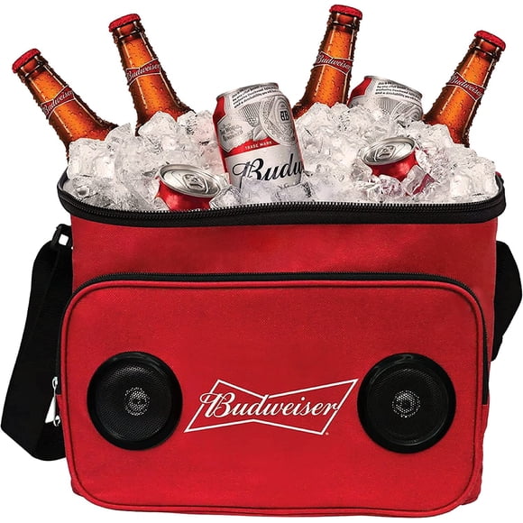 Bolsa térmica Budweiser Soft con altavoz Bluetooth con tapa de 24 latas.