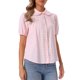 thumbnail image 4 of INSPIRE CHIC Blusa de Manga Corta de Algodón para Mujer con Cuello Peter Pan y Panel de Crochet con Botones XL Rosa Claro, 4 of 6