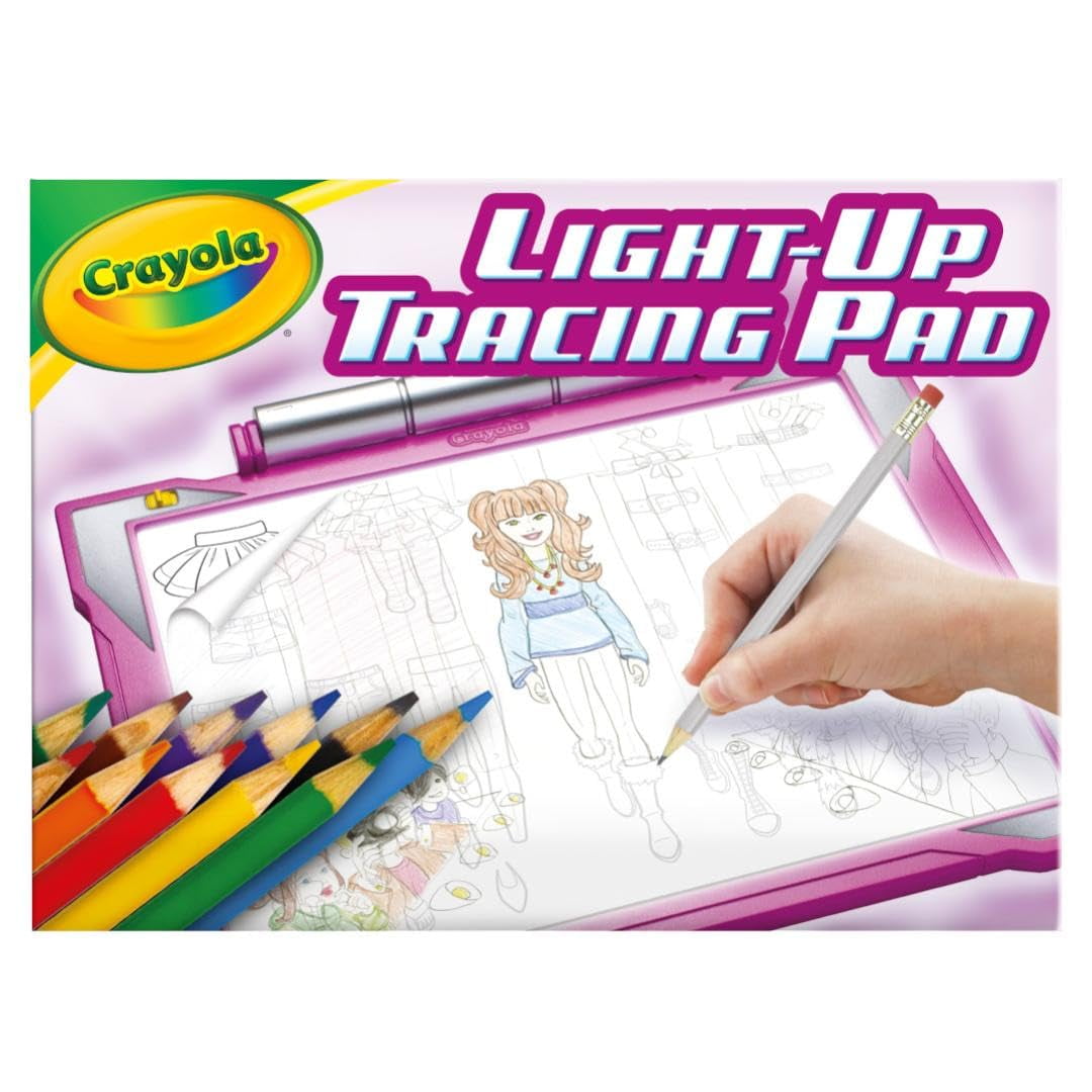 Kit De Arte Con Mesa De Calcar Luminoso Crayola Rosa Para Niños 6+ Con Lápices
