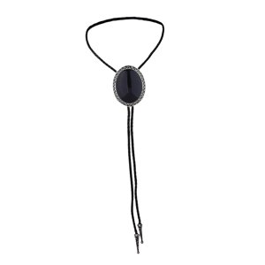Ioensy - Pu Bolo Tie Corbata Traje Boda Halloween Collar Hecho A Mano Disfraces Negro