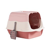 Magideal - Caja De Arena Para Gatos Con Capucha Y Tapa Orinal Para Gatitos Desmontable Fácil De Limpiar Antisalpicaduras Bandeja De Arena Duradera Para Gatos Con Rosa