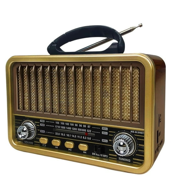 Radio Portátil Bluetooth Recargable Y A Pilas Am/FM MP3 Vintage