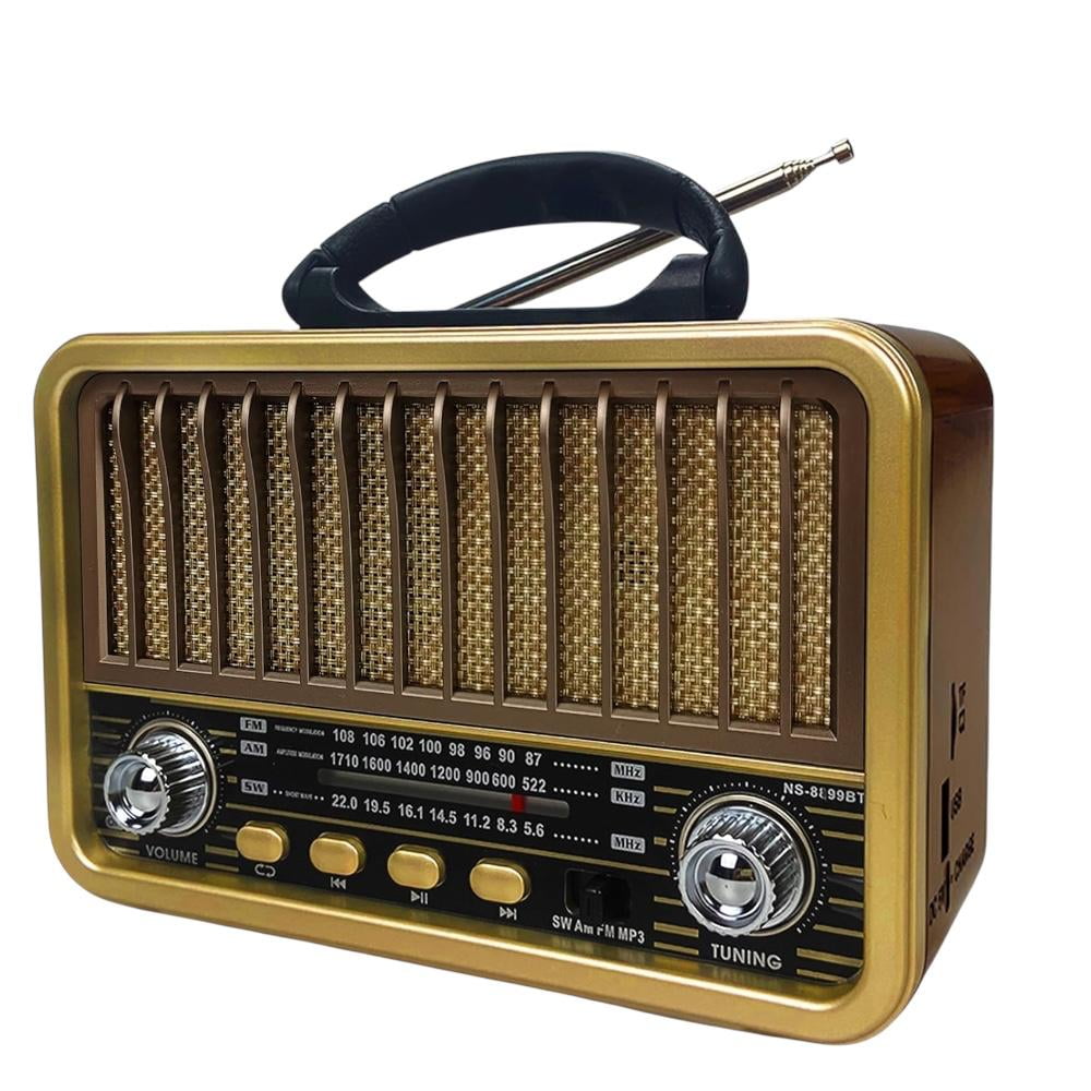 N-ofertas - Radio Portátil Bluetooth Recargable Y A Pilas Am/fm Mp3 Vintage