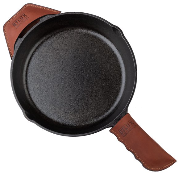 Funda de manija BTLUX de piel, hierro fundido, resistente al calor, juego de 2