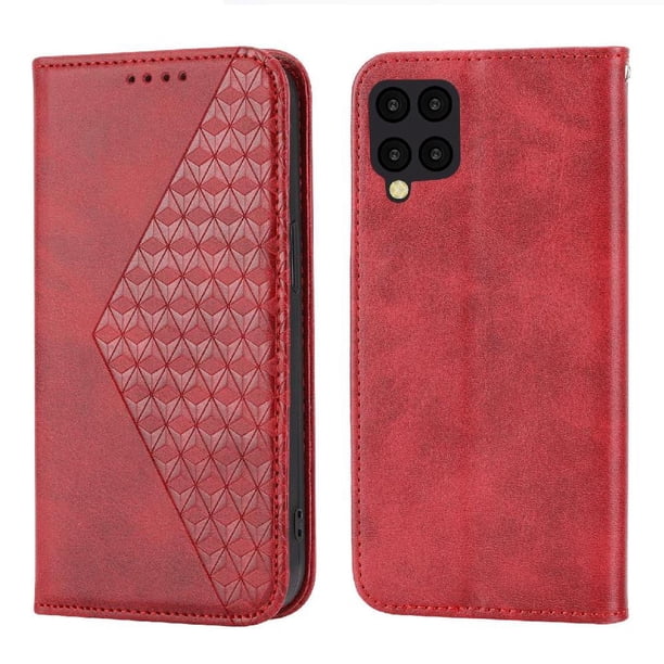 Funda Flip FOXDOCK para Samsung Galaxy A22 4G , Estilo Billetera con Diseño Rombo, Correa de Mano y Soporte, Uso Diario