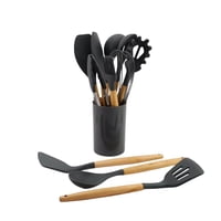 Importclick - Set 11 Utensilios Cocina Antiadherentes Silicona Negro