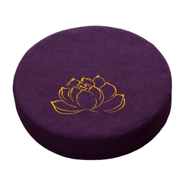 Cojín de meditación redondo con cremallera Cojín de asiento Cojín de suelo tradicional lavable de 16 "de diámetro para dormitorio Oración interior , Violeta Oscuro 10cm
