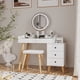 thumbnail image 2 of Dressing Table with LED Lights Glass Top Dressing Table with Extendable Side Table 5 Drawers Dressing Table with Mirror and Stool for Bedroom, 2 of 3