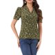 thumbnail image 1 of INSPIRE CHIC Blusas con Cuello en V para Mujeres Elegantes y Casuales con Estampado de Cerezas y Solapa en V, Manga Corta de Verano XS Verde Oliva, 1 of 6