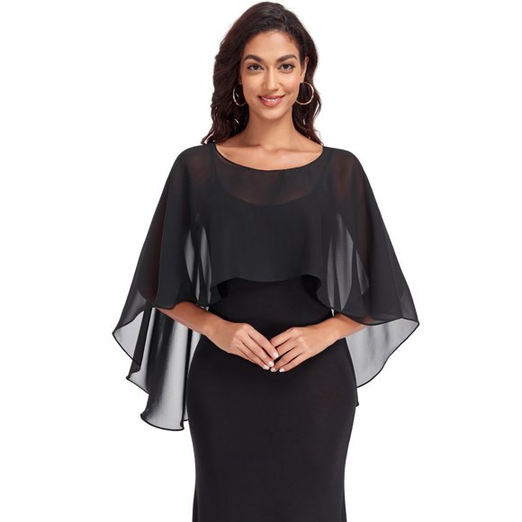 Chal Pukguro de Chifón Transparente Negro – Capa y Envoltorio para Noche