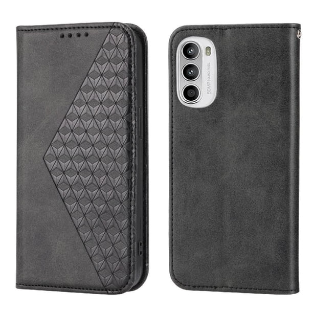 Funda Flip FOXDOCK para Motorola Moto G22 , Estilo Billetera con Diseño Rombo, Correa de Mano y Soporte, Uso Diario
