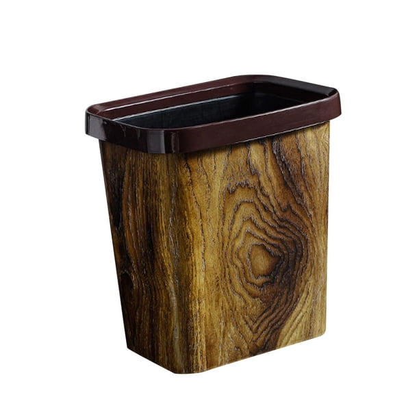 Bote de Basura Bote de Basura Bote de Basura Retro Creativo Decorativo Imitación de Madera de Grano Bote de Basura para el hogar Sala de Estar Oficina 13L