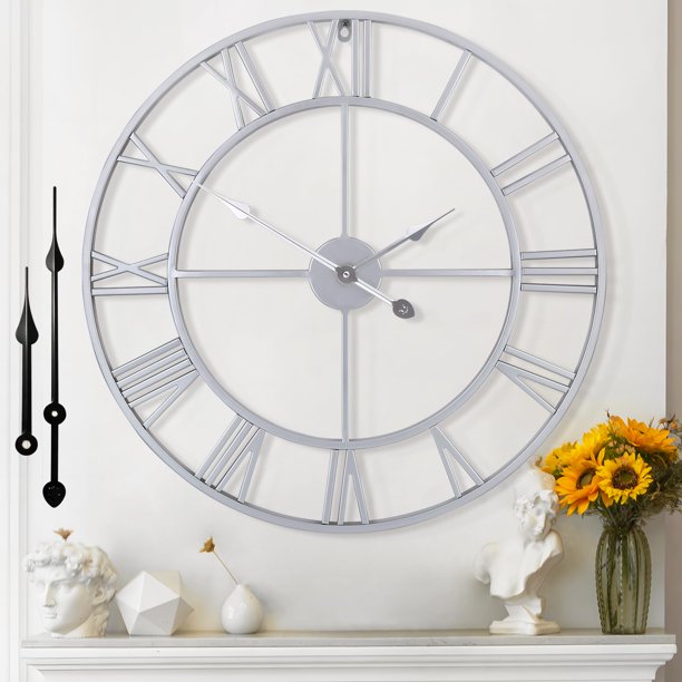 Reloj de Pared Mee 2ou 60 cm Silencioso con Marco Metálico y Funcionamiento a Batería