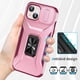 thumbnail image 2 of Funda Armada para iPhone 15 Plus con Tapa Deslizante y Soporte Magnético Giratorio Rosa, 2 of 5