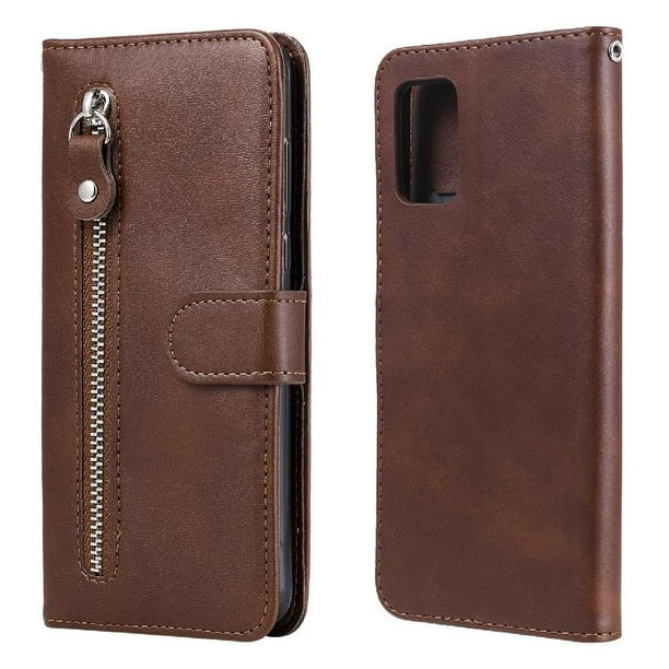 Funda con Cremallera para Samsung Galaxy A02S, Carcasa Cartera de Cuero PU con Soporte y Tarjetero