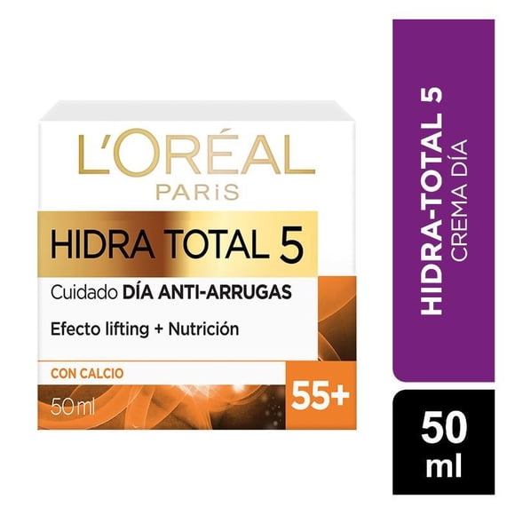 Crema Facial L'oreal Paris Hidra-Total 5 Anti-Arrugas +55., 50 ml