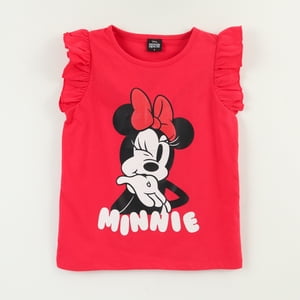 Polera Sin Manga Niña Rojo Minnie Kiss Disney