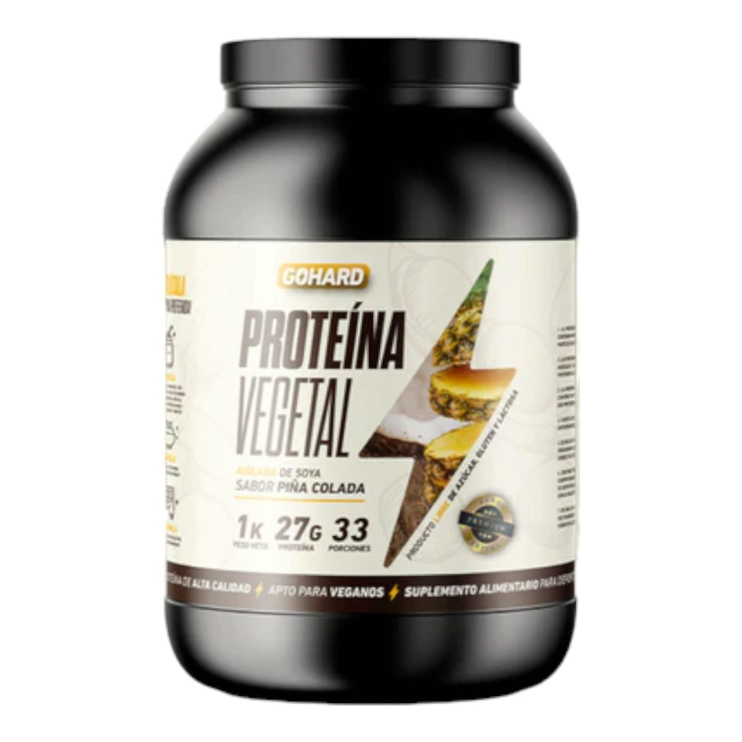 Gohard - Proteína Vegetal 1kg - 33 Servicios - Piña Colada